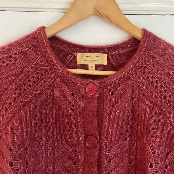 Sezane Alma Cardigan Sweater in Rosewood XS - Picture 3 of 3